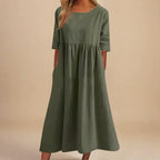 Abigail - Women’s Relaxed Midi Dress with Pockets