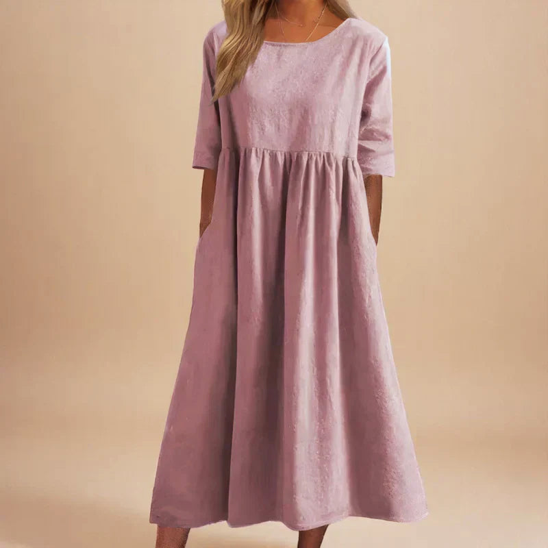 Abigail - Women’s Relaxed Midi Dress with Pockets