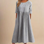 Abigail - Women’s Relaxed Midi Dress with Pockets