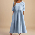 Abigail - Women’s Relaxed Midi Dress with Pockets