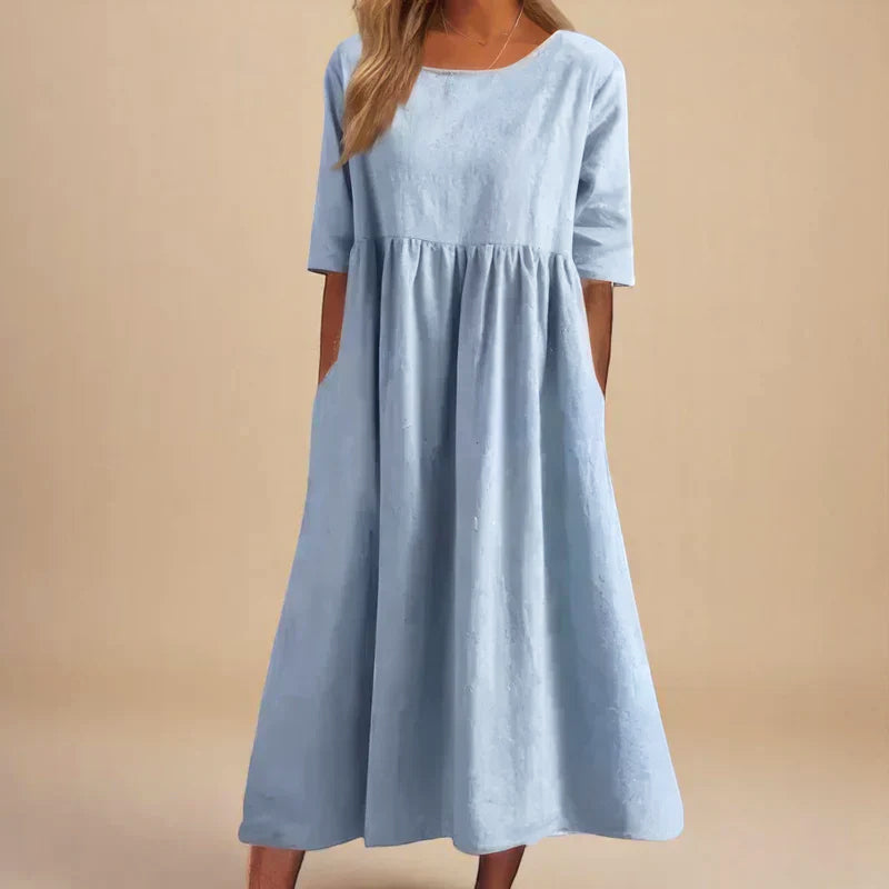 Abigail - Women’s Relaxed Midi Dress with Pockets