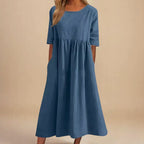 Abigail - Women’s Relaxed Midi Dress with Pockets