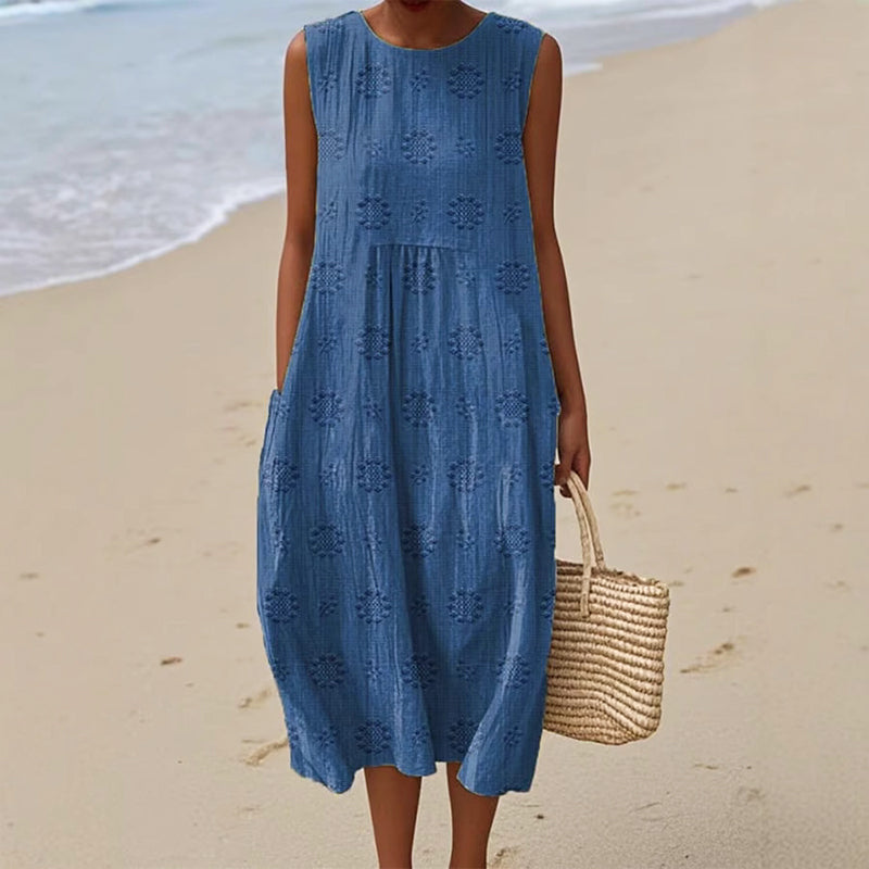 Abigail - Women's Sleeveless Textured Midi Dress