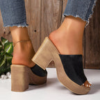 Alaia - Women's Platform Block Heel Slide Sandals