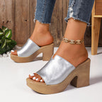 Alaia - Women's Platform Block Heel Slide Sandals