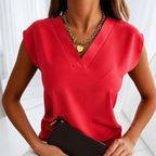 Alessandra - Women's V-Neck Cap Sleeve Shirt