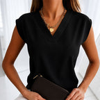 Alessandra - Women's V-Neck Cap Sleeve Shirt