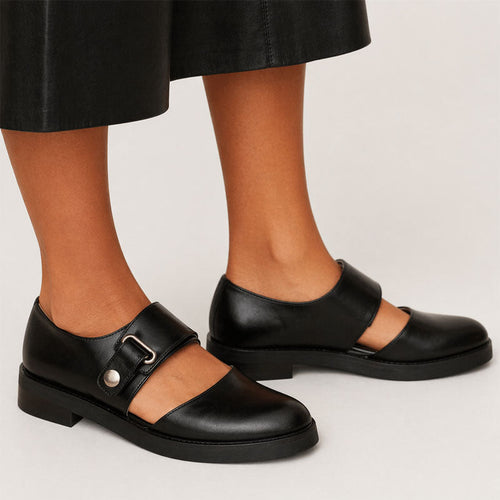 Alisha - Women’s Mary Jane Flats with Buckle Strap