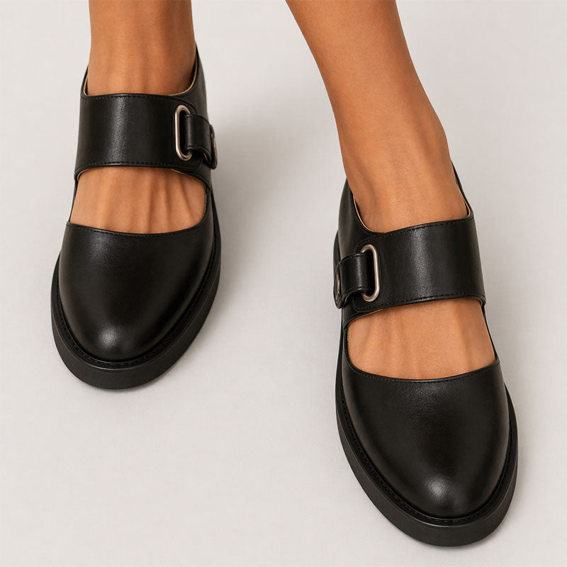 Alisha - Women’s Mary Jane Flats with Buckle Strap