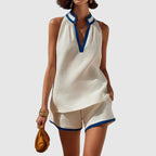 Alison - Women's Linen-Blend Tank Matching Sets