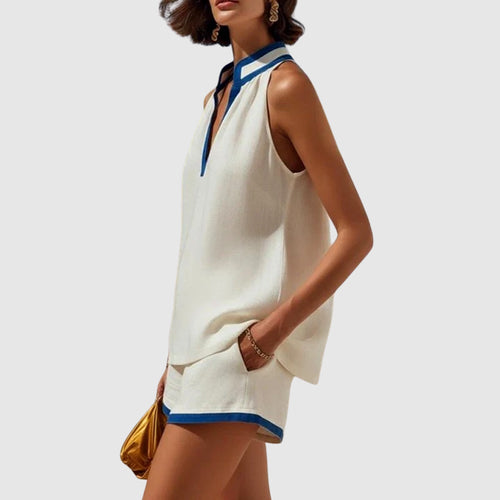 Alison - Women's Linen-Blend Tank Matching Sets