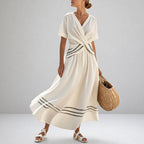 Alora - Women's Twist-Front V-Neck Midi Dress