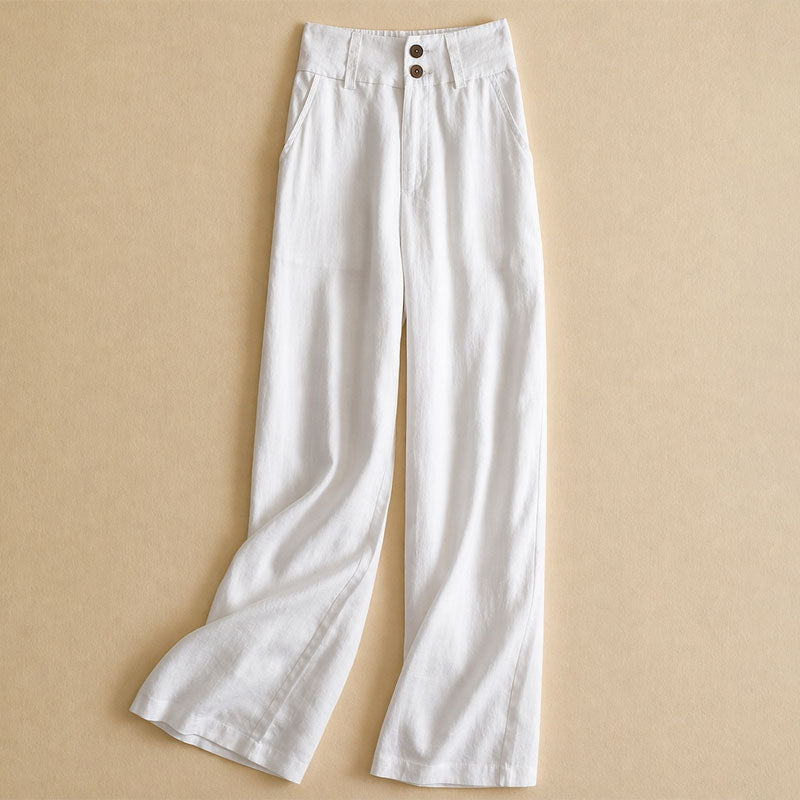 Alyson - Women’s High Waist Wide Leg Linen Pants