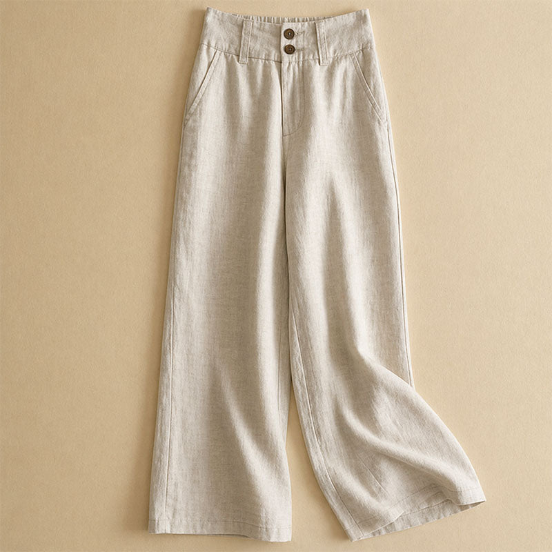 Alyson - Women’s High Waist Wide Leg Linen Pants