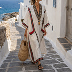 Amanda - Women's Bohemian Striped Kaftan Maxi Dress