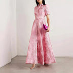 Amelia - Women’s Formal Maxi Dress with Puff Sleeves and Belt
