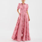Amelia - Women’s Formal Maxi Dress with Puff Sleeves and Belt