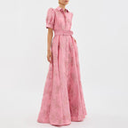 Amelia - Women’s Formal Maxi Dress with Puff Sleeves and Belt
