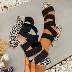 Amelie - Women’s Strappy Leopard Accent Heels
