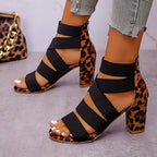 Amelie - Women’s Strappy Leopard Accent Heels