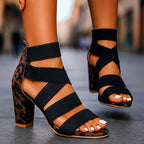 Amelie - Women’s Strappy Leopard Accent Heels