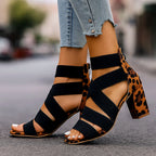 Amelie - Women’s Strappy Leopard Accent Heels