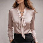 Anastasia - Women’s Elegant Long Sleeve Tie Blouse
