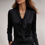 Anastasia - Women’s Elegant Long Sleeve Tie Blouse
