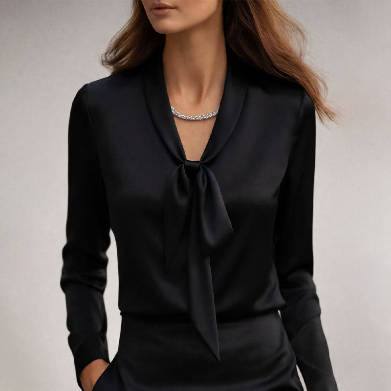 Anastasia - Women’s Elegant Long Sleeve Tie Blouse