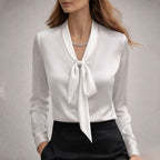 Anastasia - Women’s Elegant Long Sleeve Tie Blouse