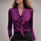 Anastasia - Women’s Elegant Long Sleeve Tie Blouse