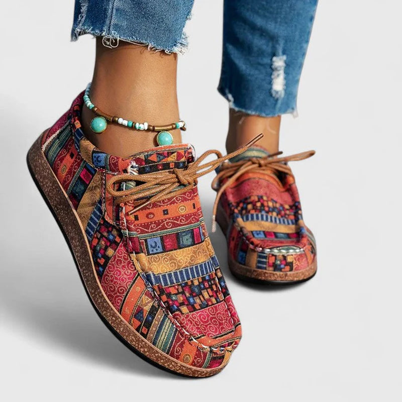 Andrea - Women’s Multicolor Patchwork Lace-Up Shoes