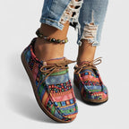 Andrea - Women’s Multicolor Patchwork Lace-Up Shoes