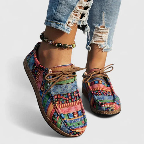 Andrea - Women’s Multicolor Patchwork Lace-Up Shoes