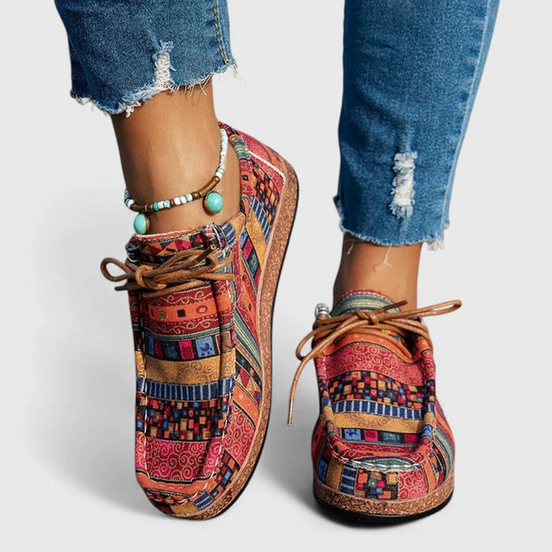 Andrea - Women’s Multicolor Patchwork Lace-Up Shoes