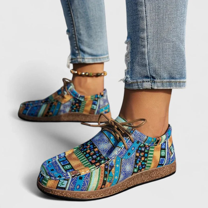 Andrea - Women’s Multicolor Patchwork Lace-Up Shoes