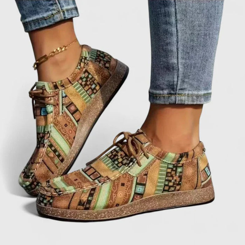 Andrea - Women’s Multicolor Patchwork Lace-Up Shoes