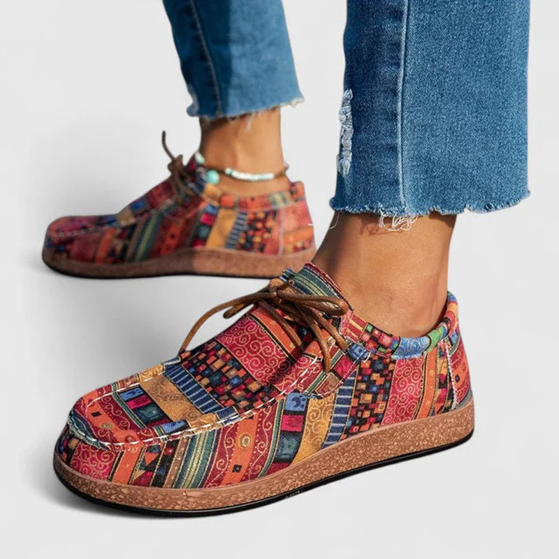 Andrea - Women’s Multicolor Patchwork Lace-Up Shoes