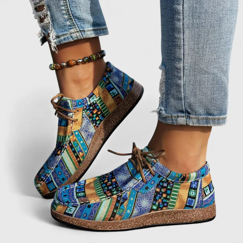 Andrea - Women’s Multicolor Patchwork Lace-Up Shoes