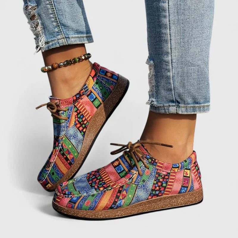 Andrea - Women’s Multicolor Patchwork Lace-Up Shoes