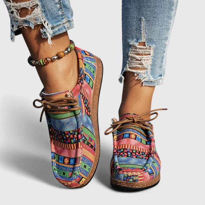 Andrea - Women’s Multicolor Patchwork Lace-Up Shoes