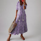 Annette - Women's Maxi Dress with Tassel Tie Neck
