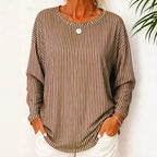 Aria - Women's Striped Relaxed Fit Long Sleeve Top