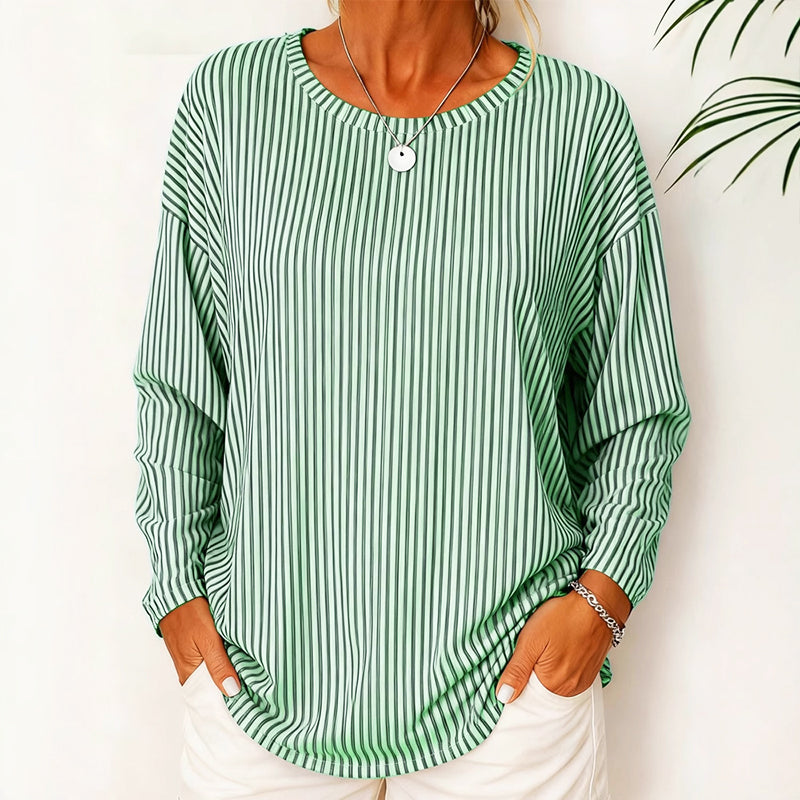 Aria - Women's Striped Relaxed Fit Long Sleeve Top
