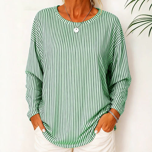 Aria - Women's Striped Relaxed Fit Long Sleeve Top