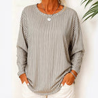 Aria - Women's Striped Relaxed Fit Long Sleeve Top