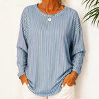 Aria - Women's Striped Relaxed Fit Long Sleeve Top