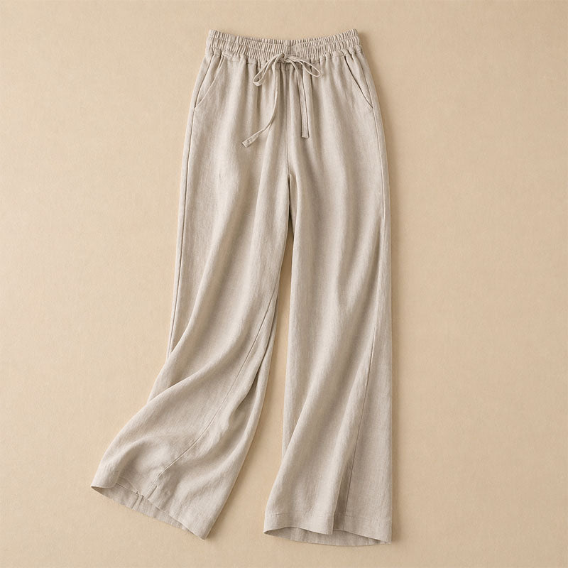 Arianna - Women’s Drawstring Wide Leg Linen Pants