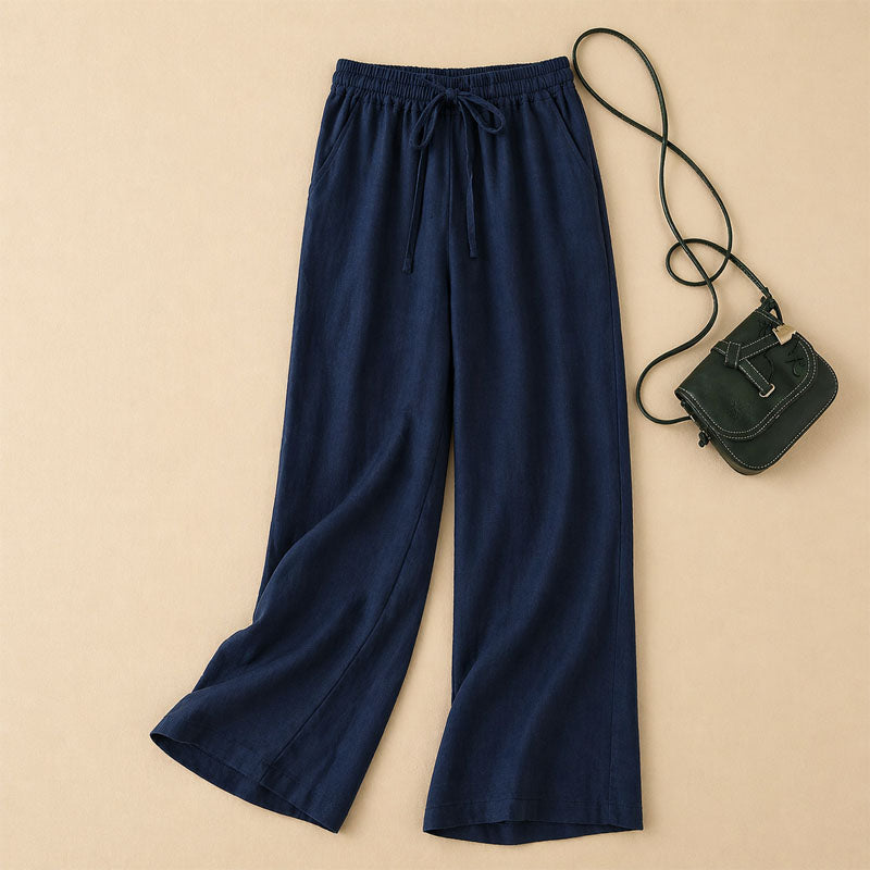 Arianna - Women’s Drawstring Wide Leg Linen Pants