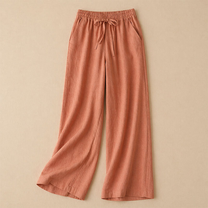 Arianna - Women’s Drawstring Wide Leg Linen Pants